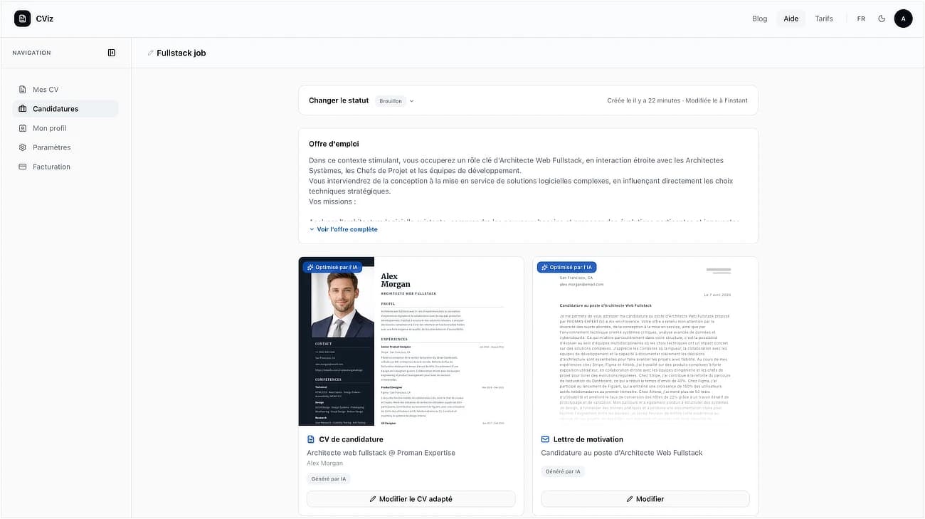 Adaptation candidature