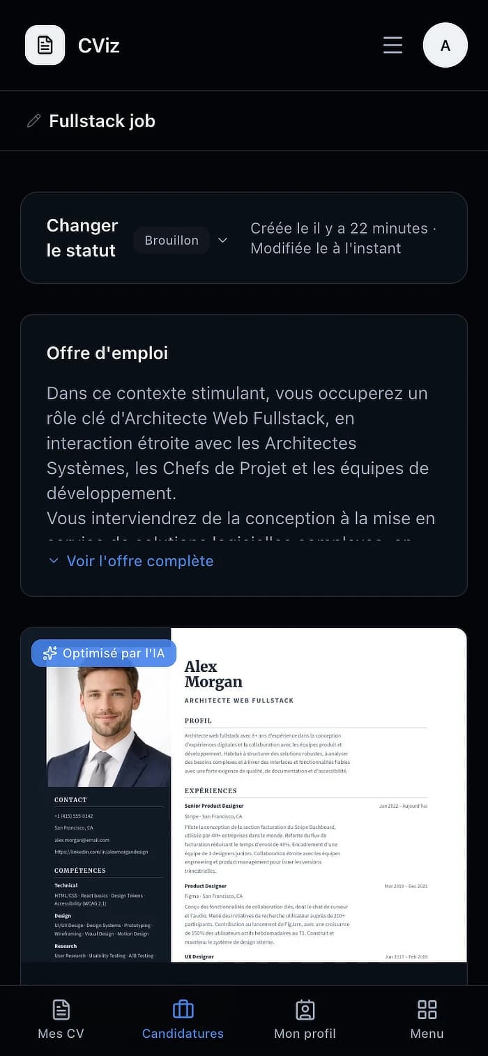 Adaptation candidature