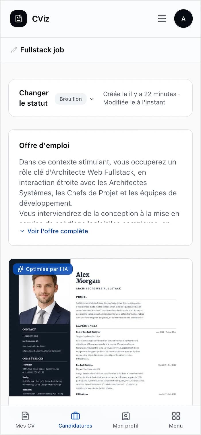 Adaptation candidature