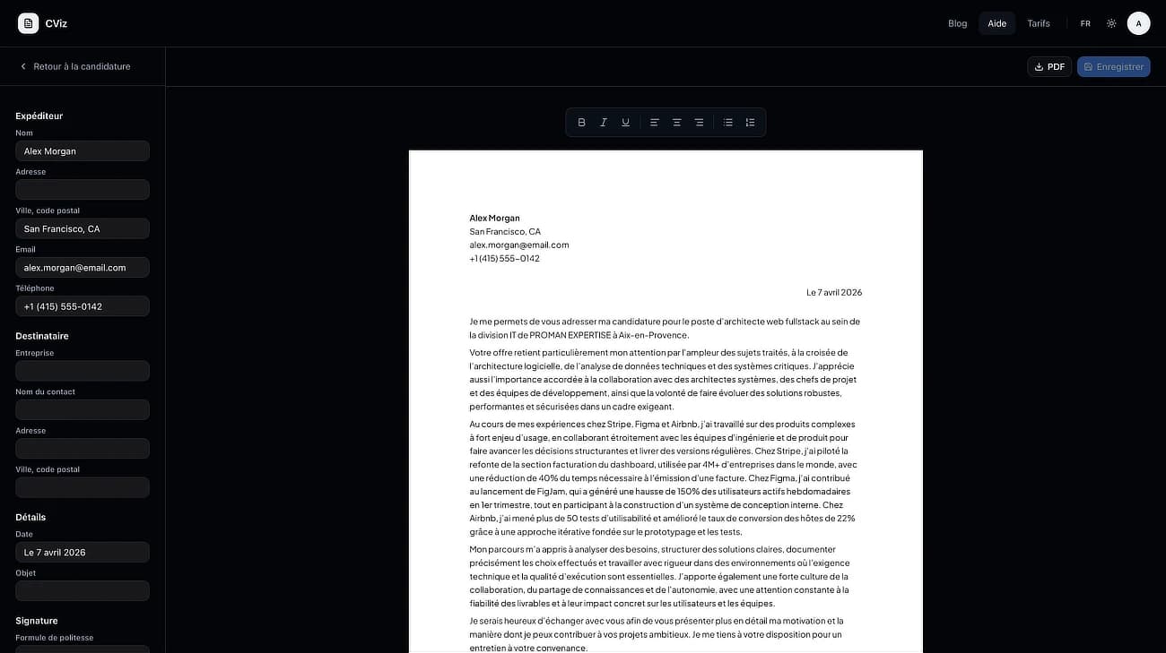 Lettre de motivation