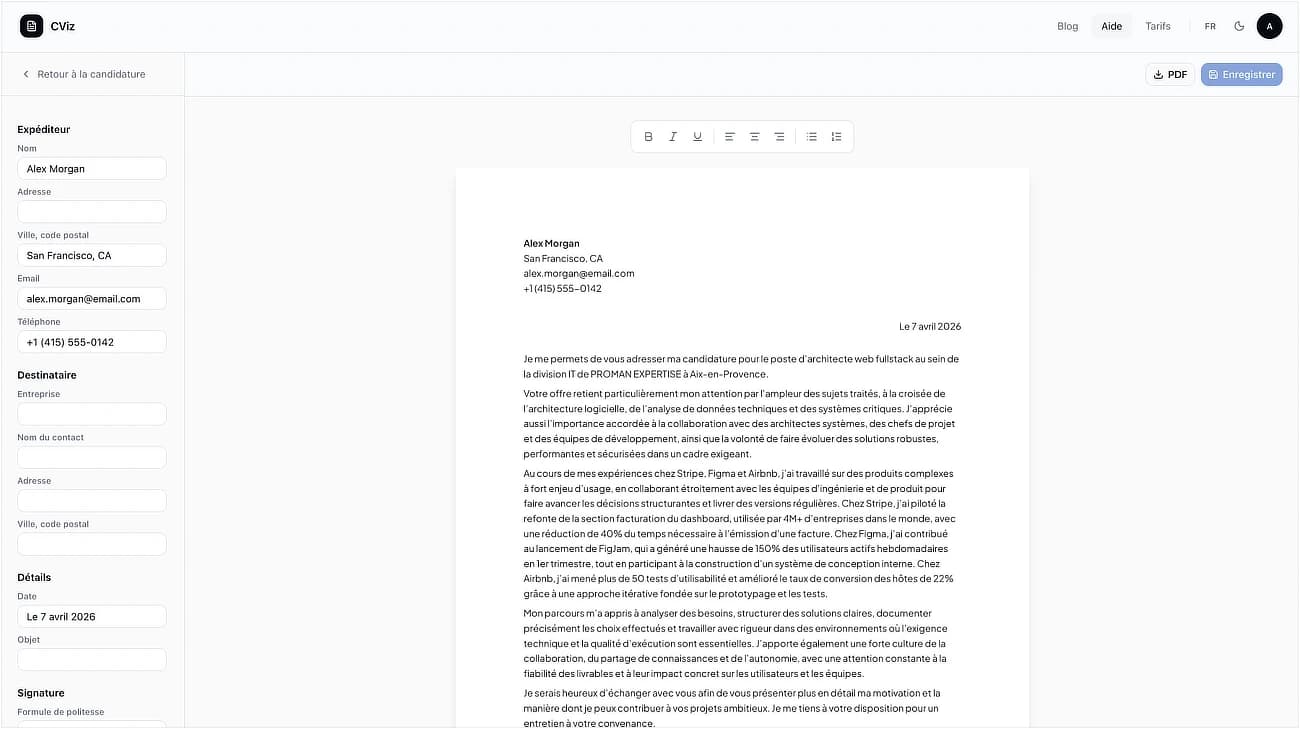 Lettre de motivation