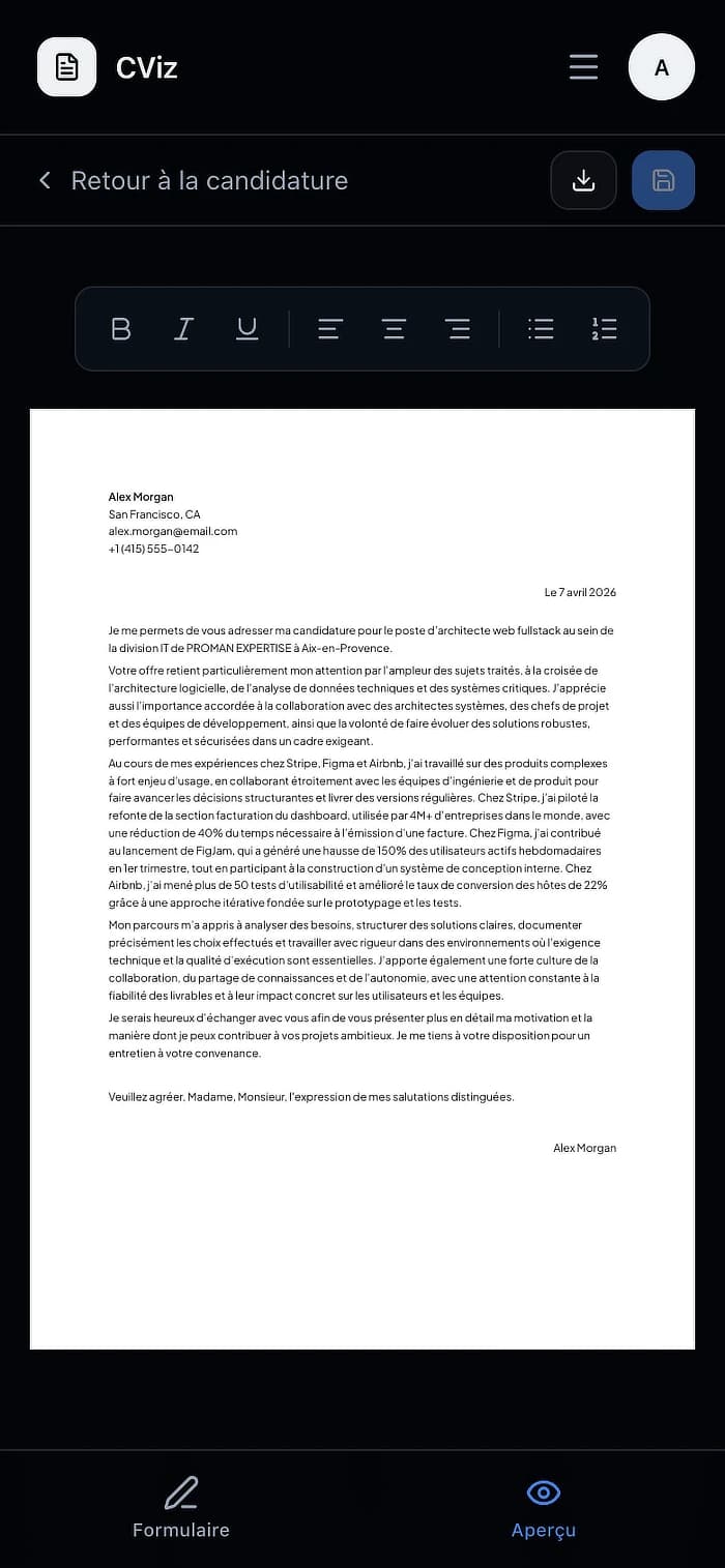 Lettre de motivation