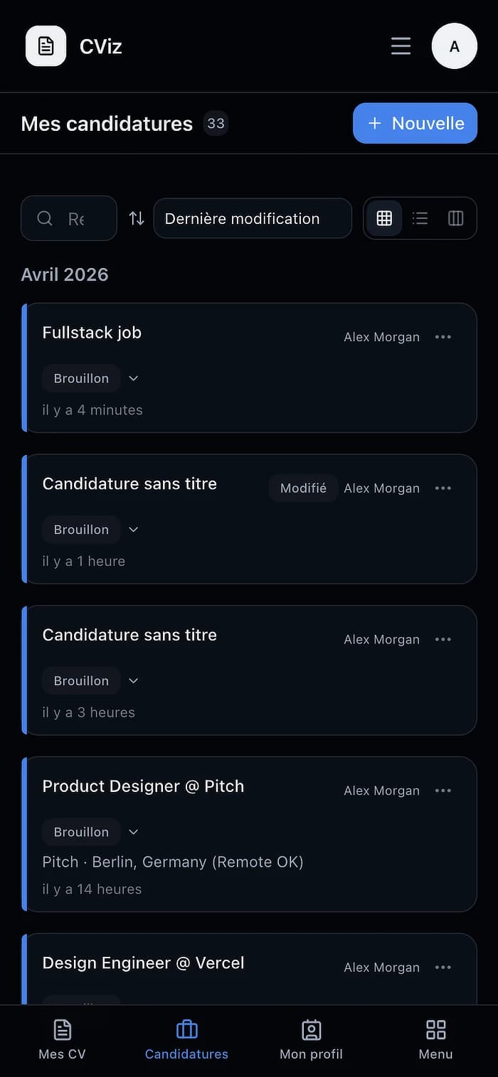 Suivi candidatures