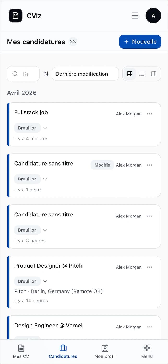 Suivi candidatures