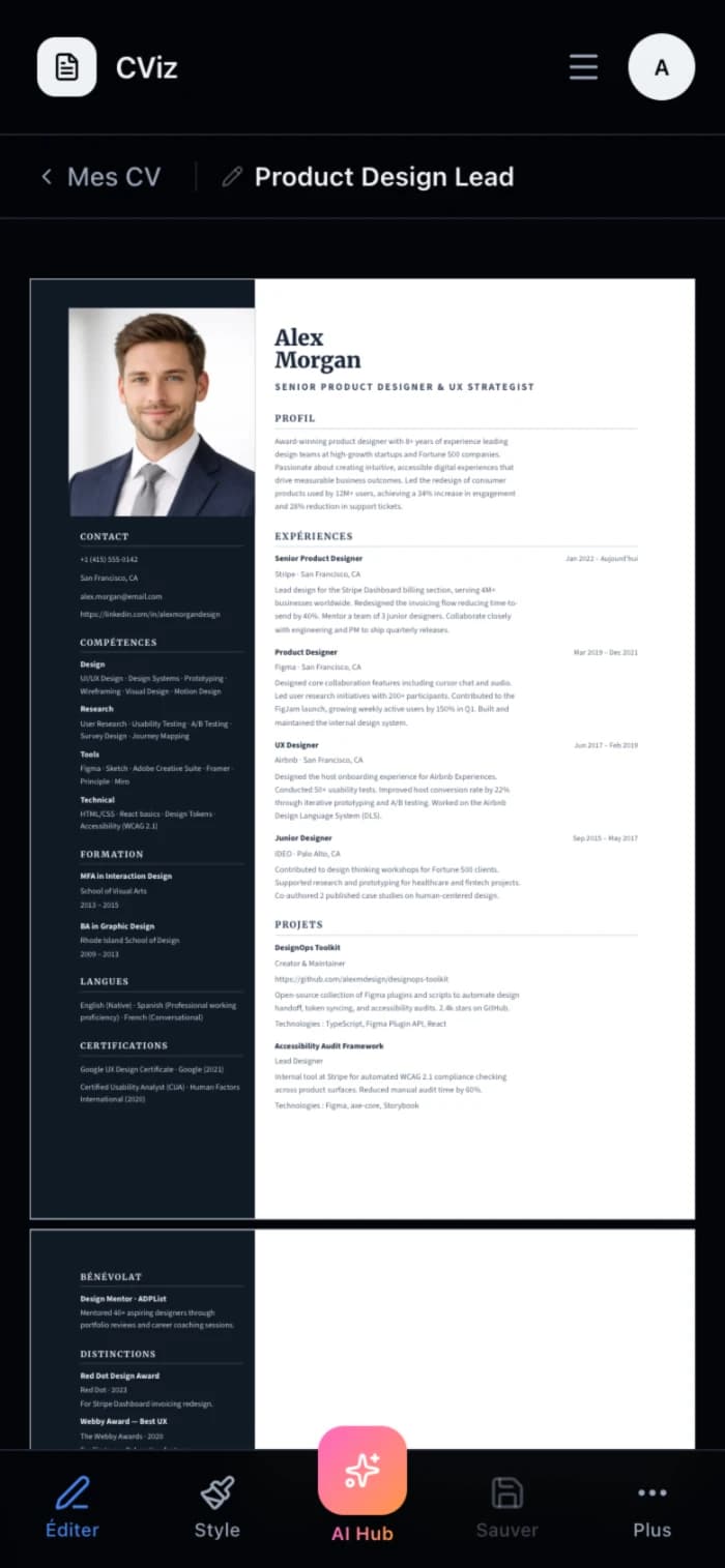 Éditeur de CV